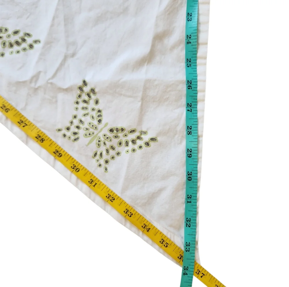 Martha Stewart White Curtain with Green Butterfly Design